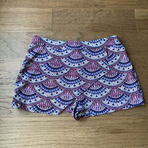 Pink Republic Multicolor Tribal-Print Shorts in Blue and Pink-Large